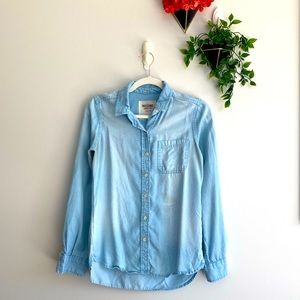 Mossimo Chambray Washed Denim Button-Down Shirt XS